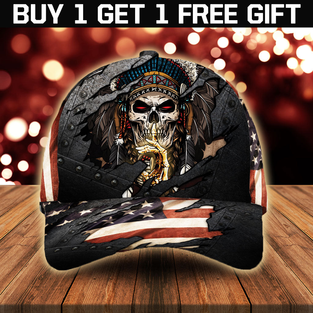 WelcomeNative Native American Skull Cap, 3D Cap , All Over Print Cap