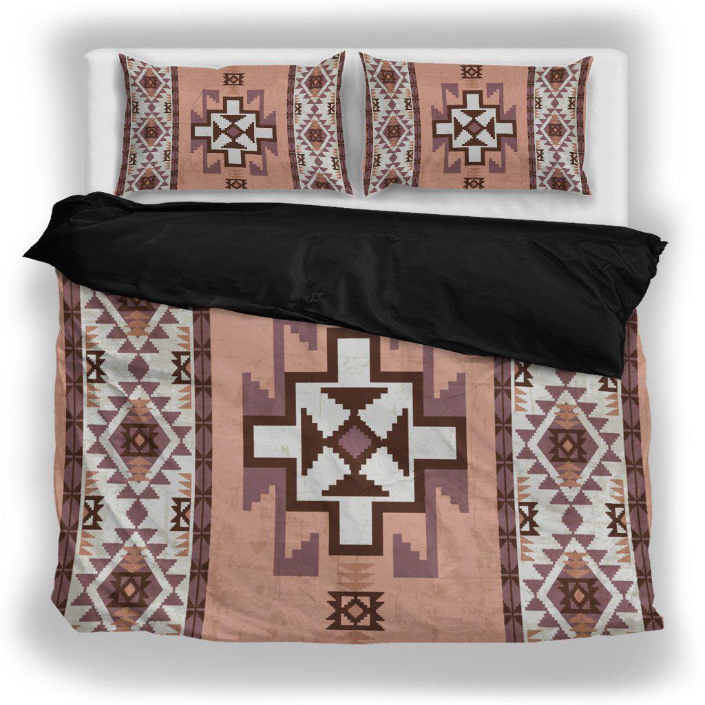 WelcomeNative White Brown Pattern Bedding Set, 3D Bedding Set, All Over Print, Native American