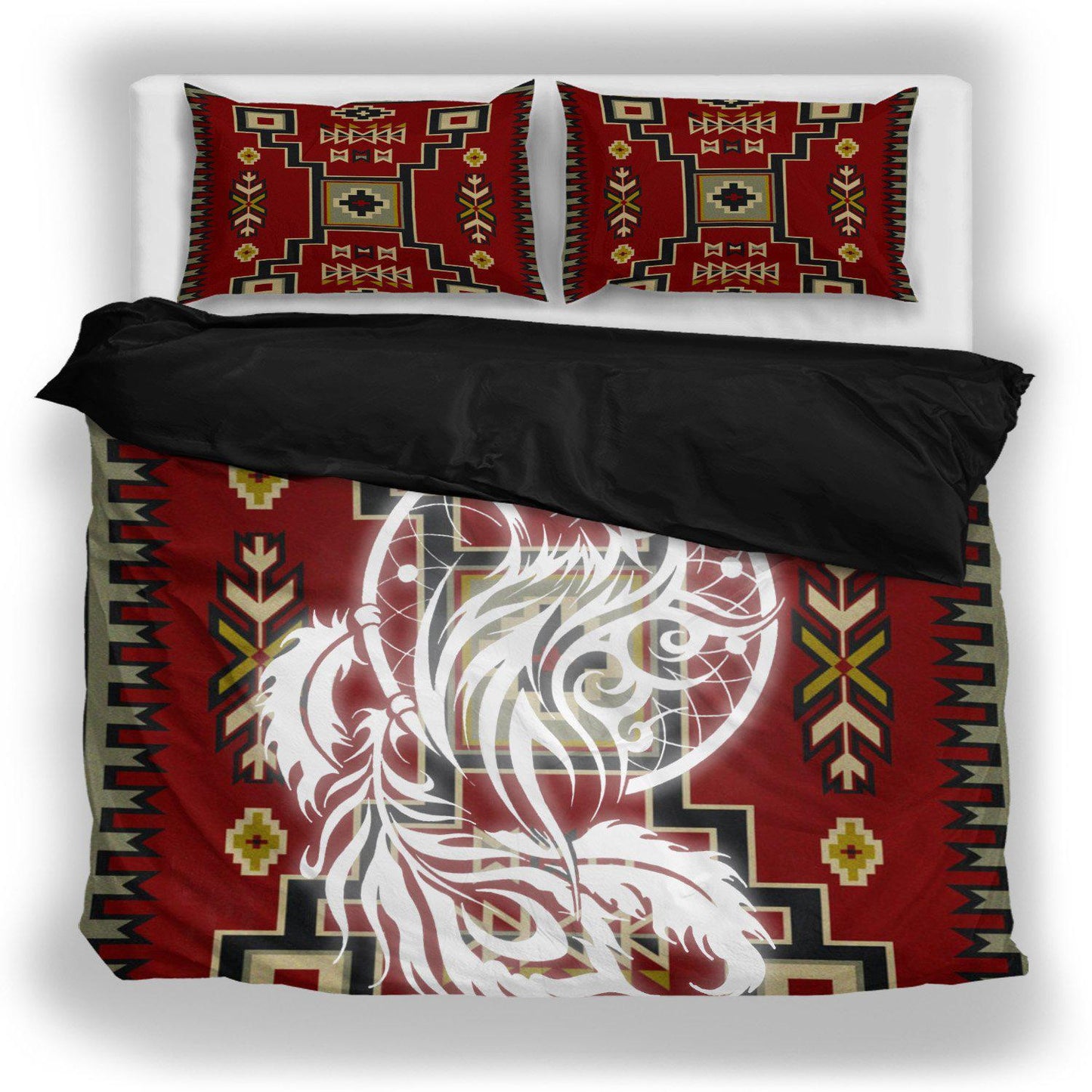 WelcomeNative Native Red Motifs Bedding Set, 3D Bedding Set, All Over Print, Native American