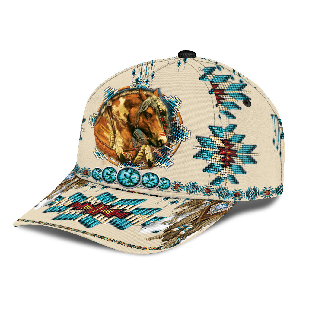 WelcomeNative Native Pattern Horse Cap, 3D Cap , All Over Print Cap