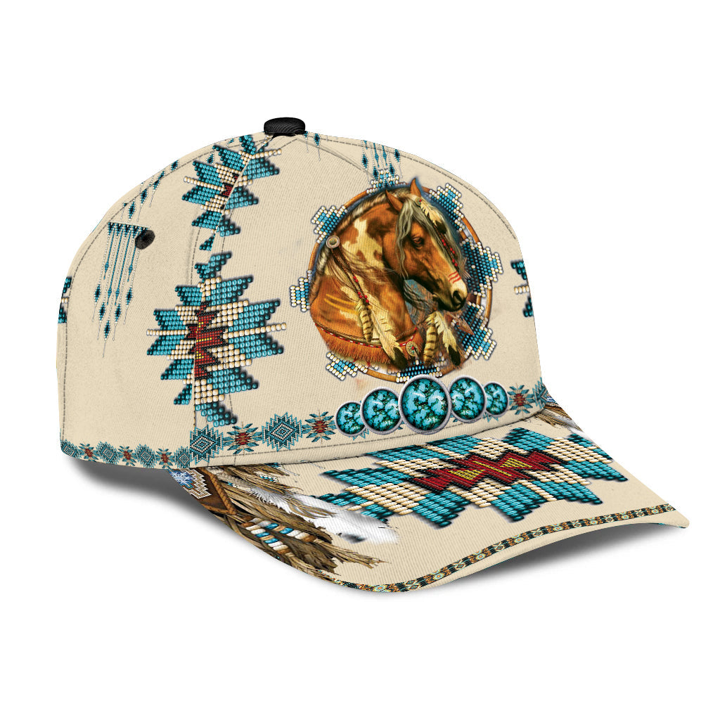 WelcomeNative Native Pattern Horse Cap, 3D Cap , All Over Print Cap
