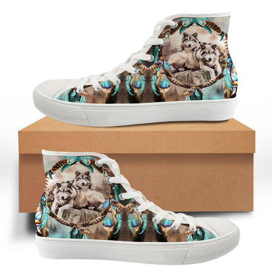 WelcomeNative Wolf Feather Shoes, 3D Shoes, All Over Print Shoes