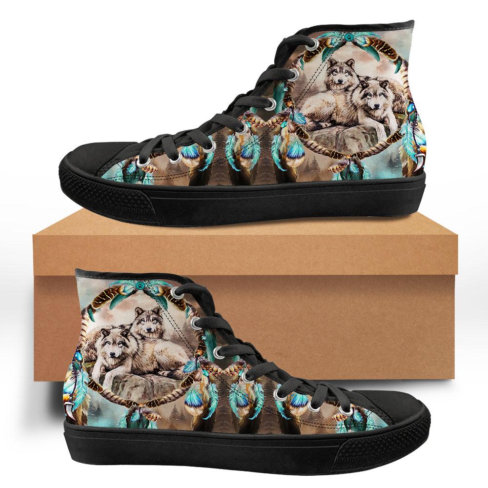WelcomeNative Wolf Feather Shoes, 3D Shoes, All Over Print Shoes