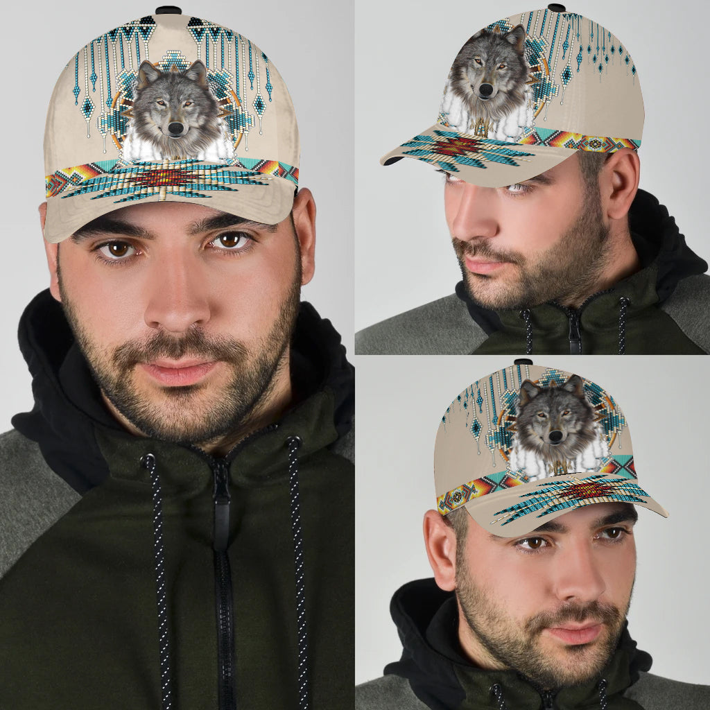 WelcomeNative Native Wolf Cap, 3D Cap , All Over Print Cap