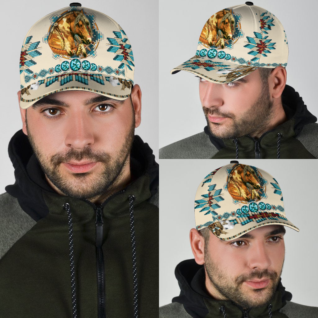 WelcomeNative Native Pattern Horse Cap, 3D Cap , All Over Print Cap