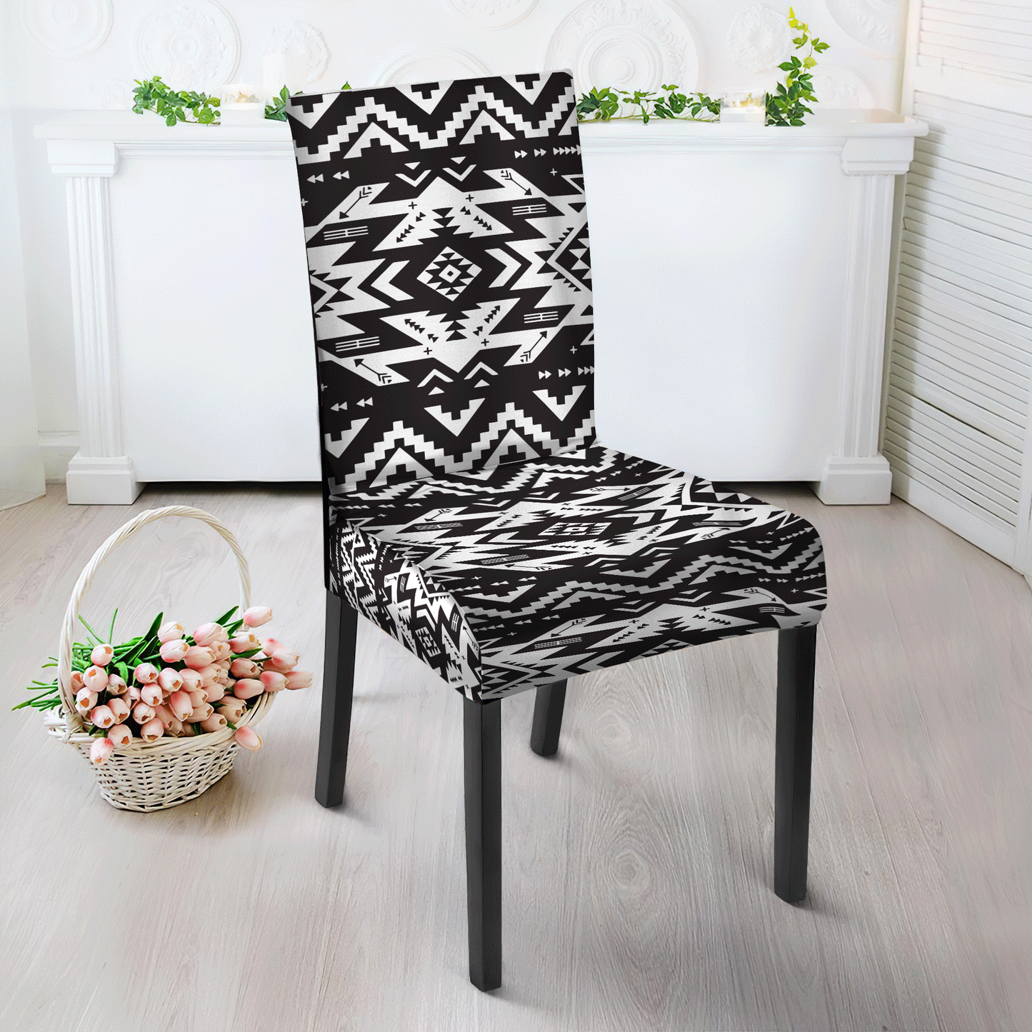 WelcomeNative Blackwhite Pattern Design Native American Tablecloth, Chair cover, 3D Tablecloth, All Over Print