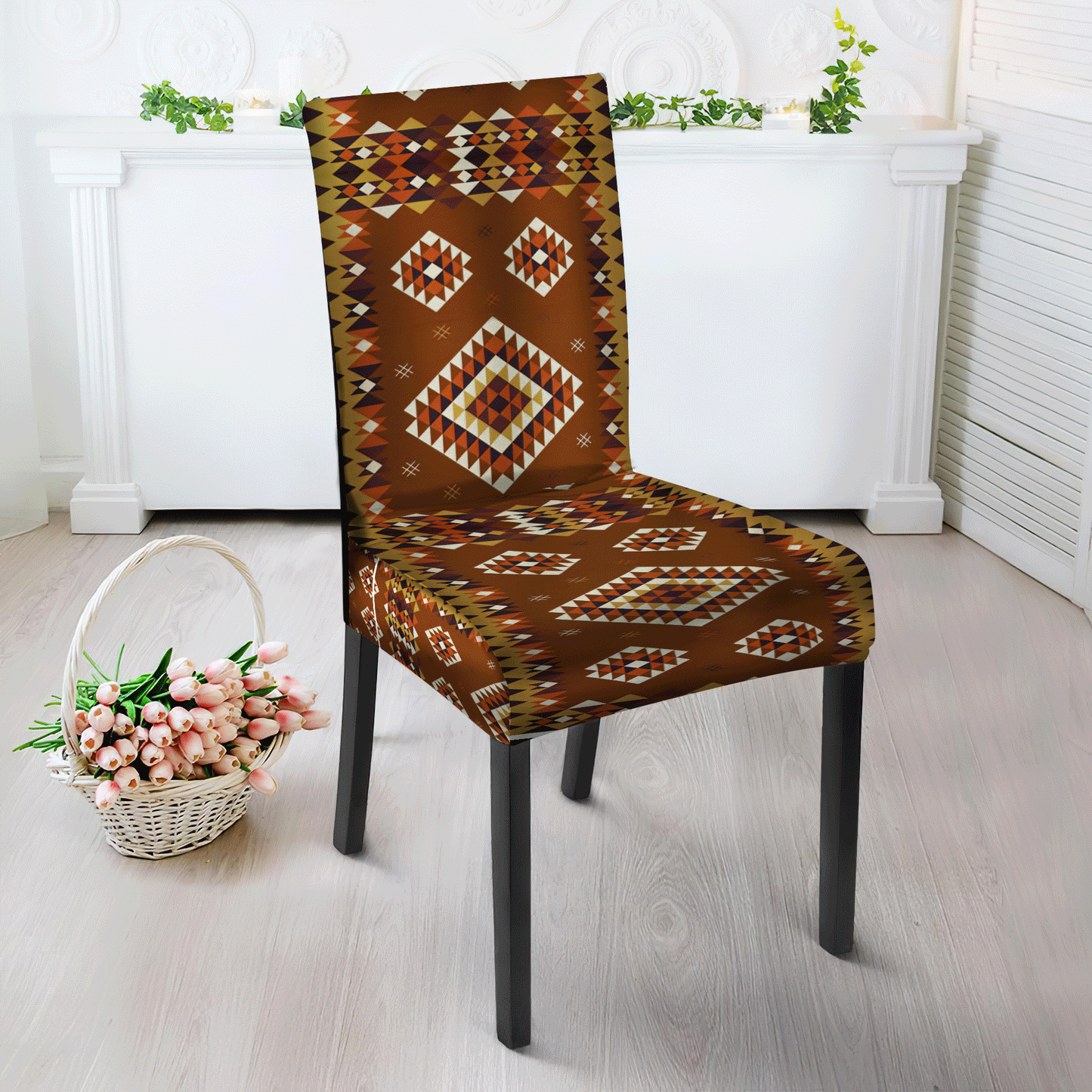 WelcomeNative Brown Pattern Design Native American Tablecloth, Chair cover, 3D Tablecloth, All Over Print