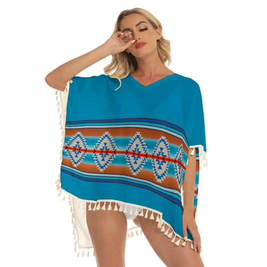 WelcomeNative Native American Women's Square Fringed Shawl