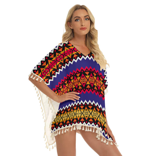 WelcomeNative Native American Women's Square Fringed Shawl