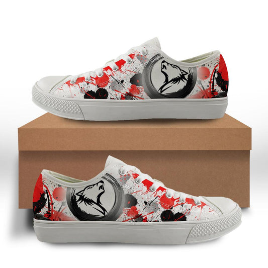 WelcomeNative Black-Red Wolf Shoes, 3D Shoes, All Over Print Shoes