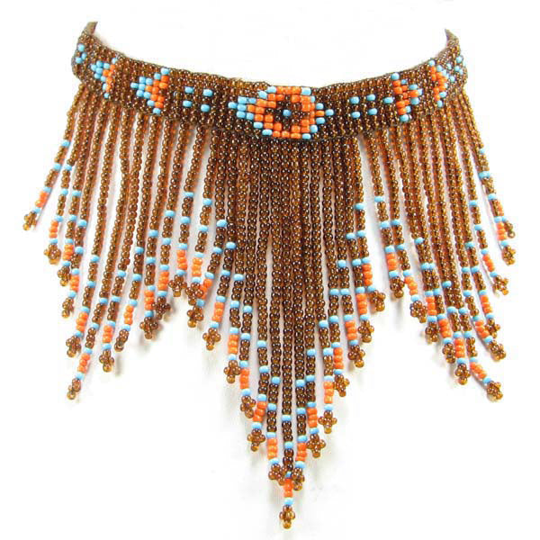 WelcomeNative Handmade Beaded Brown Seed Bead Choker Necklace