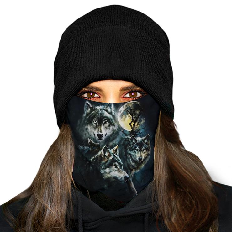 WelcomeNative Wolf Head Bandana Face Mask, Native American Neck Gaiter #20