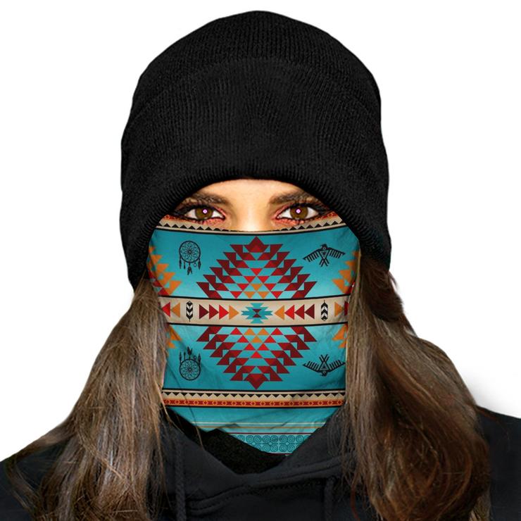 WelcomeNative Native American Pattern Bandana Face Mask, Neck Gaiter #01