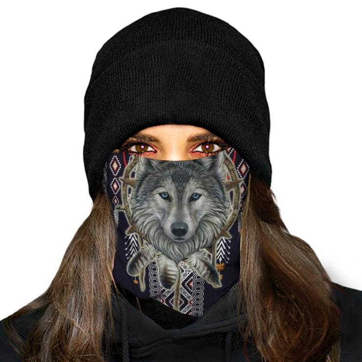 Welcomenatives Wolf Head Bandana Face Mask, Neck Gaiter #17