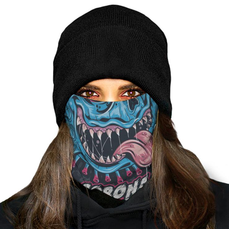 WelcomeNative Monster Face Bandana Face Mask, Halloween Neck Gaiter #01