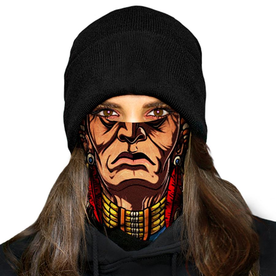 WelcomeNative Chief Head Bandana Face Mask, Native American Neck Gaiter #04