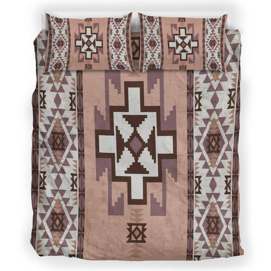 WelcomeNative White Brown Pattern Bedding Set, 3D Bedding Set, All Over Print, Native American