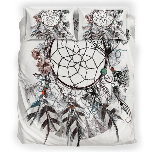 WelcomeNative White Native Dreamcatcher Bedding Set, 3D Bedding Set, All Over Print, Native American