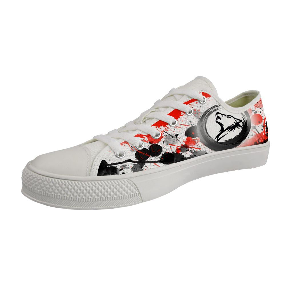 WelcomeNative Black-Red Wolf Shoes, 3D Shoes, All Over Print Shoes