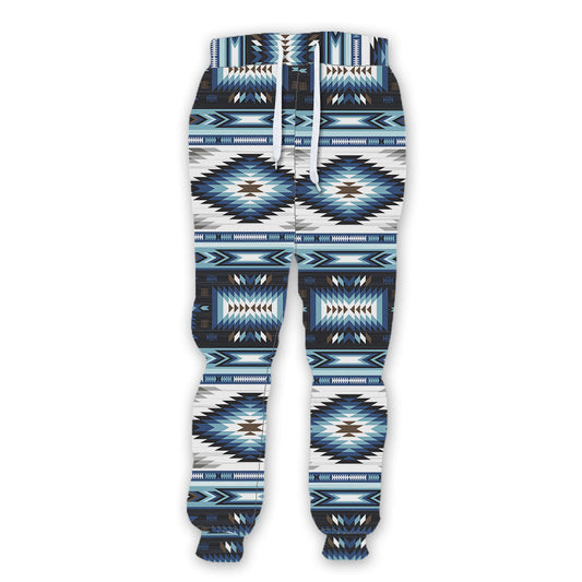 WelcomeNative Blue Patterns Sweatpants, 3D Sweatpants, All Over Print Sweatpants