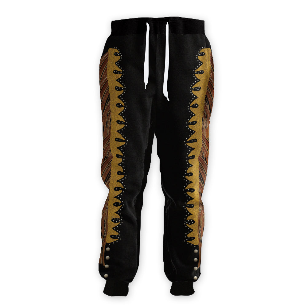 WelcomeNative Black Pattern Native Sweatpants, 3D Sweatpants, All Over Print Sweatpants