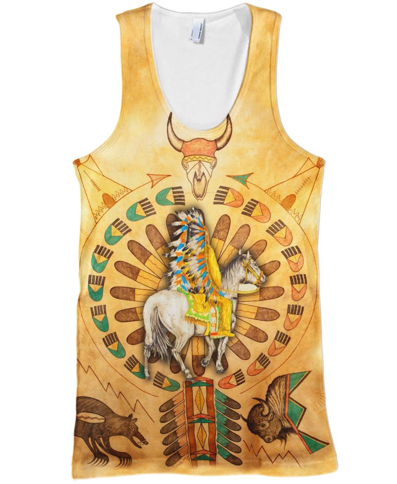 WelcomeNative Yellow Native Horse 3D Hoodie, All Over Print Hoodie, Native American