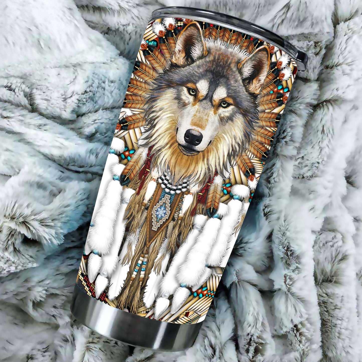 WelcomeNative The Wolf Tumbler, 3D Tumbler, All Over Print Tumbler, Native American