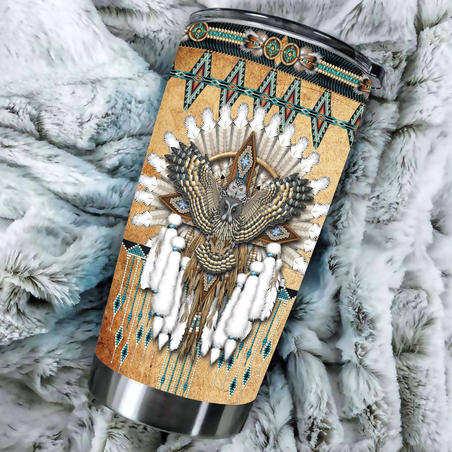 WelcomeNative Native Owl Tumbler, 3D Tumbler, All Over Print Tumbler, Native American