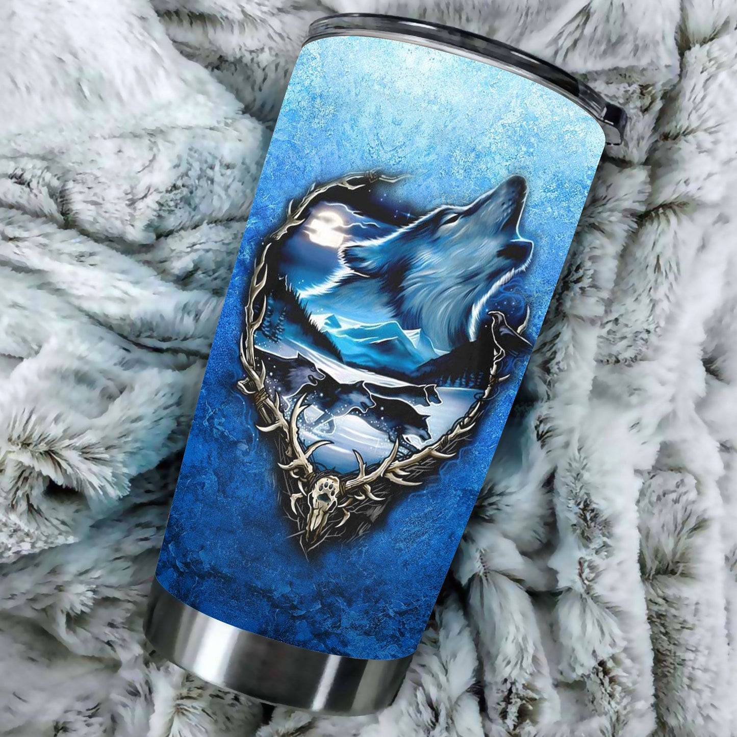 Skull Wolf TumblerWelcomeNative Skull Wolf Tumbler, 3D Tumbler, All Over Print Tumbler, Native American