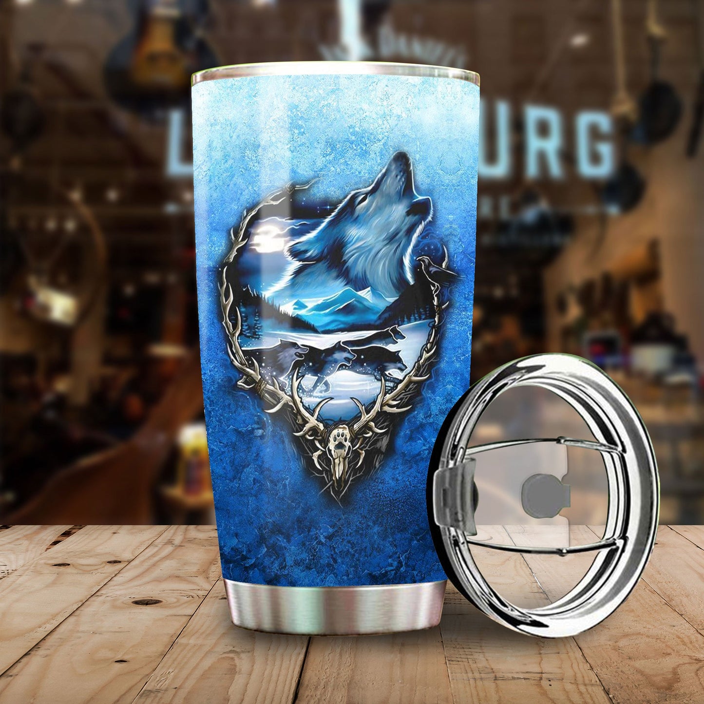 Skull Wolf TumblerWelcomeNative Skull Wolf Tumbler, 3D Tumbler, All Over Print Tumbler, Native American