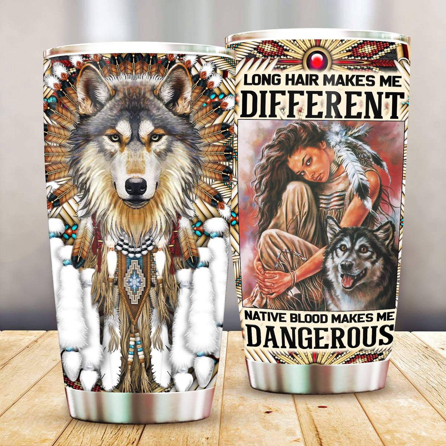 WelcomeNative The Wolf Tumbler, 3D Tumbler, All Over Print Tumbler, Native American