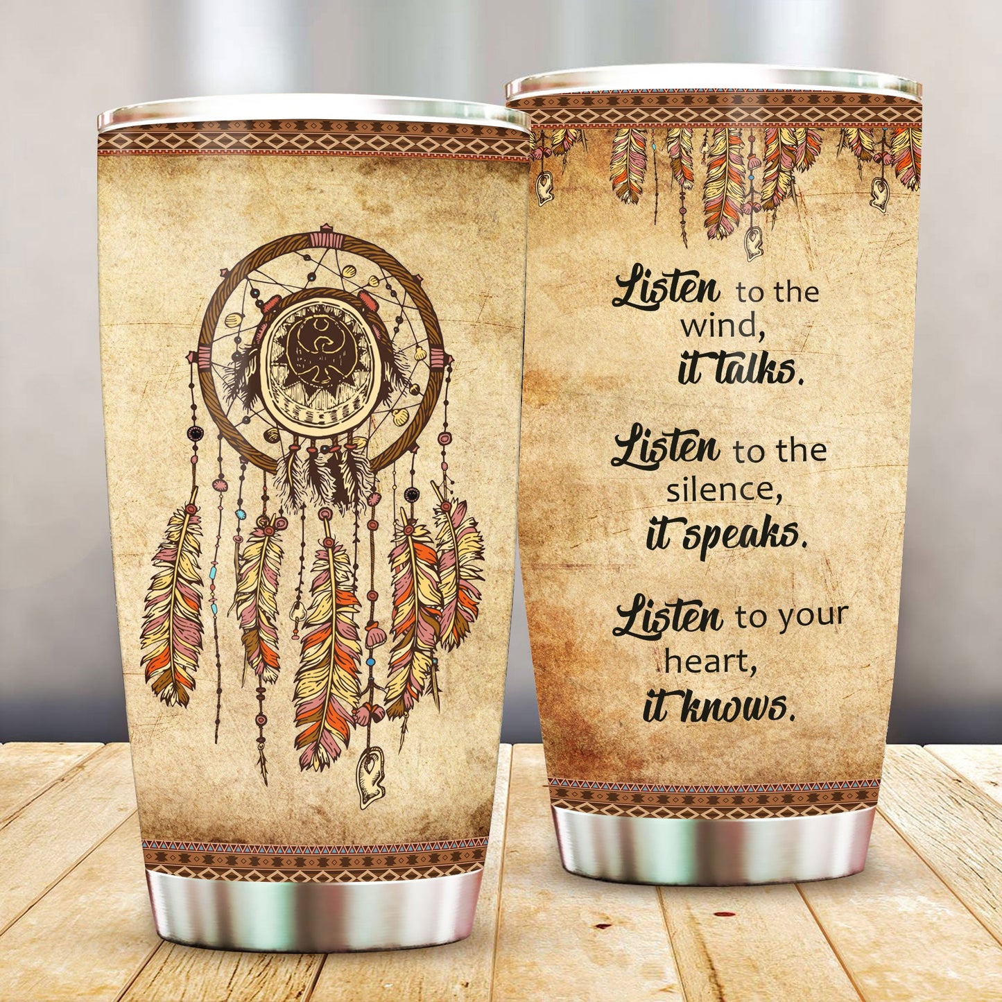 WelcomeNative Dreamcatcher Tumbler, 3D Tumbler, All Over Print Tumbler, Native American