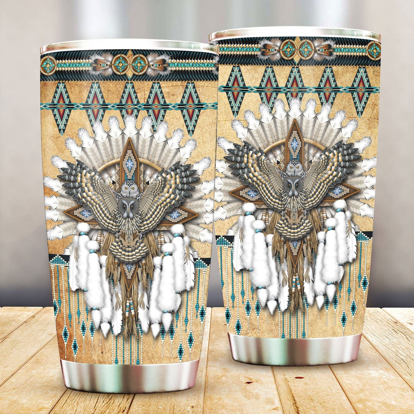 WelcomeNative Native Owl Tumbler, 3D Tumbler, All Over Print Tumbler, Native American