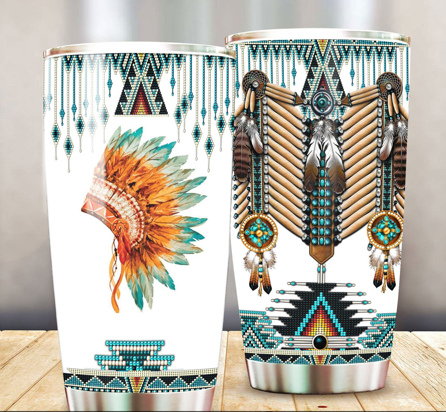WelcomeNative Native Headdress Tumbler, 3D Tumbler, All Over Print Tumbler, Native American