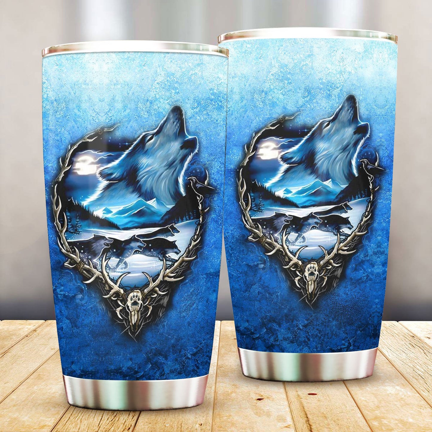 Skull Wolf TumblerWelcomeNative Skull Wolf Tumbler, 3D Tumbler, All Over Print Tumbler, Native American