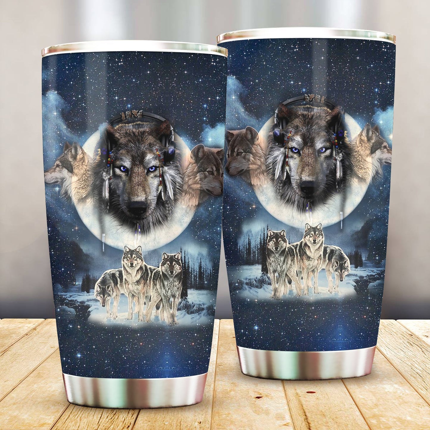 WelcomeNative The Wolf Tumbler, 3D Tumbler, All Over Print Tumbler, Native American