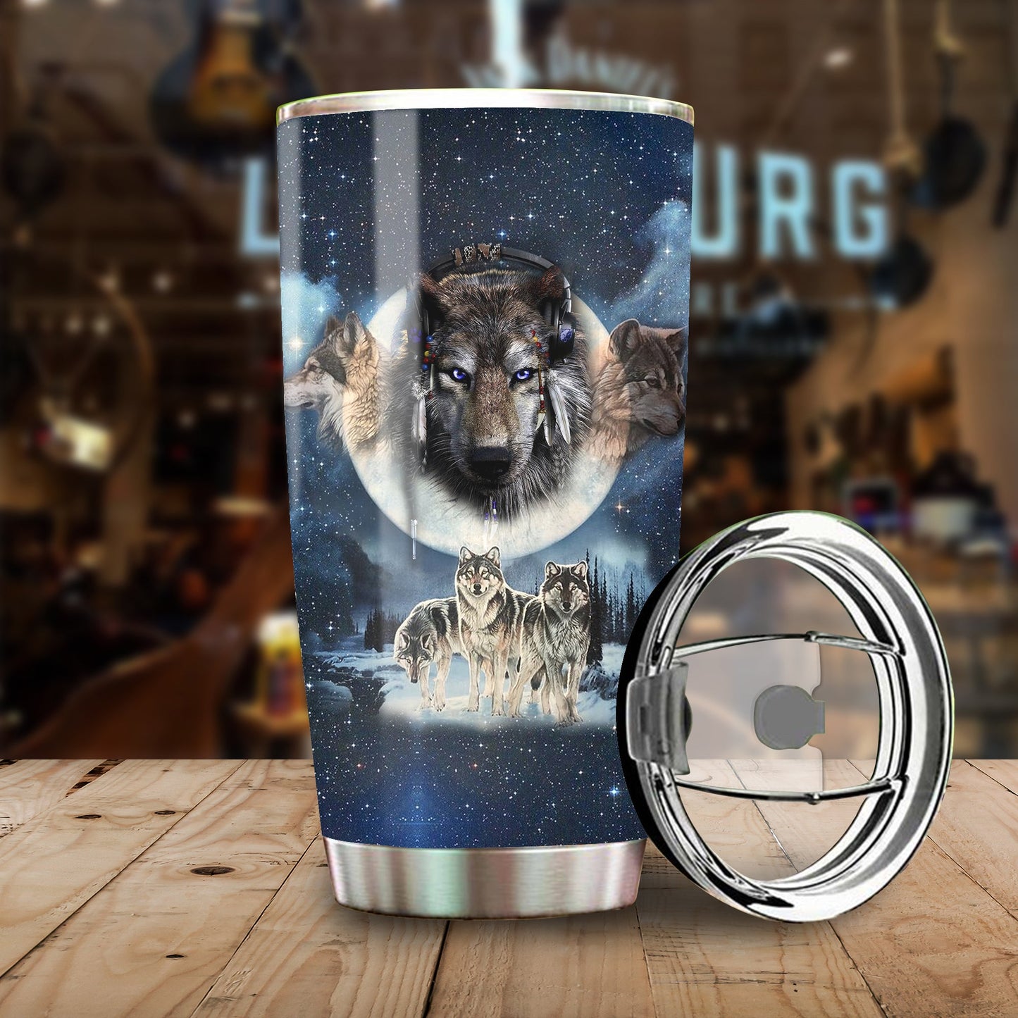 WelcomeNative The Wolf Tumbler, 3D Tumbler, All Over Print Tumbler, Native American