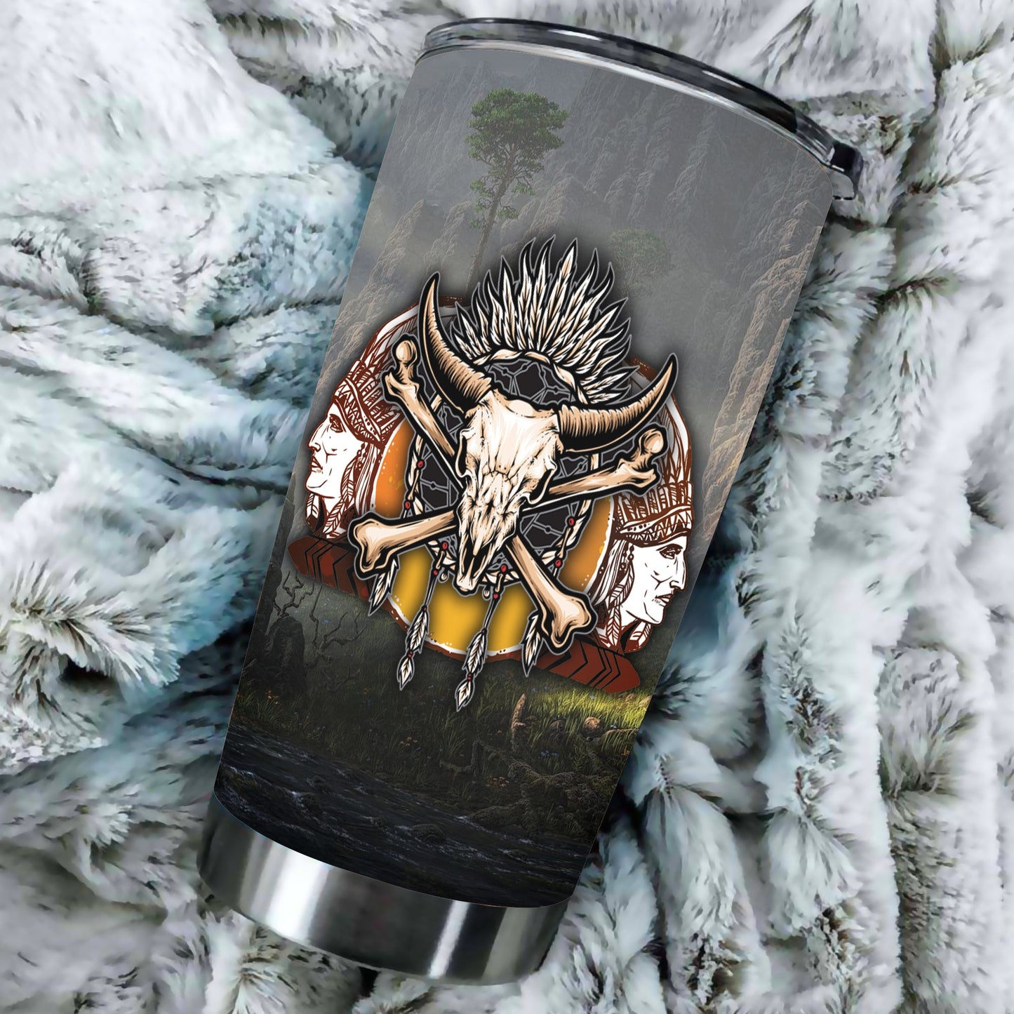 WelcomeNative Skull Tumbler, 3D Tumbler, All Over Print Tumbler, Native American