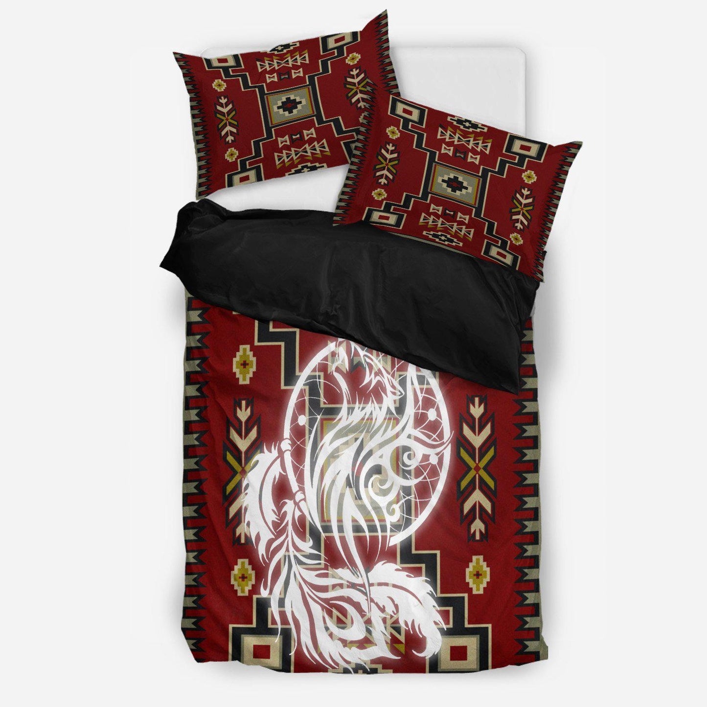 WelcomeNative Native Red Motifs Bedding Set, 3D Bedding Set, All Over Print, Native American