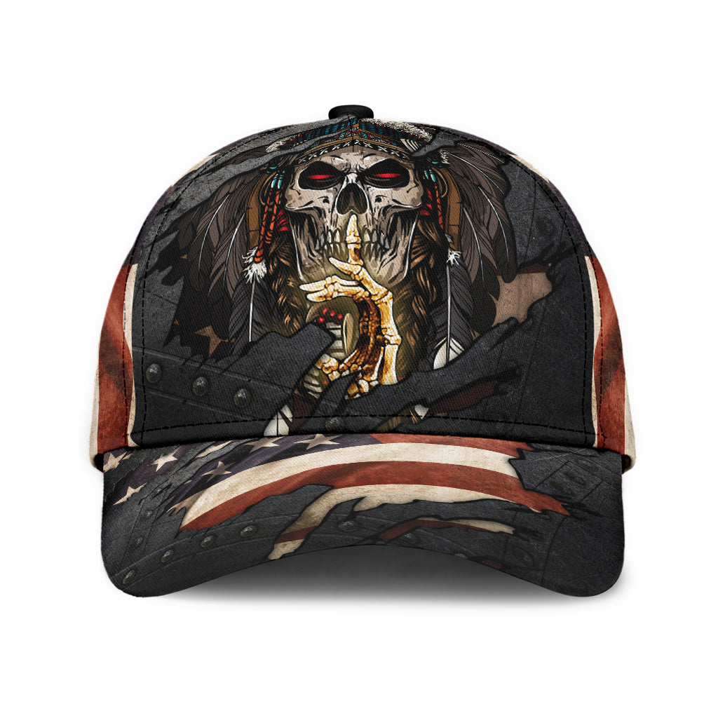 WelcomeNative Native American Skull Cap, 3D Cap , All Over Print Cap