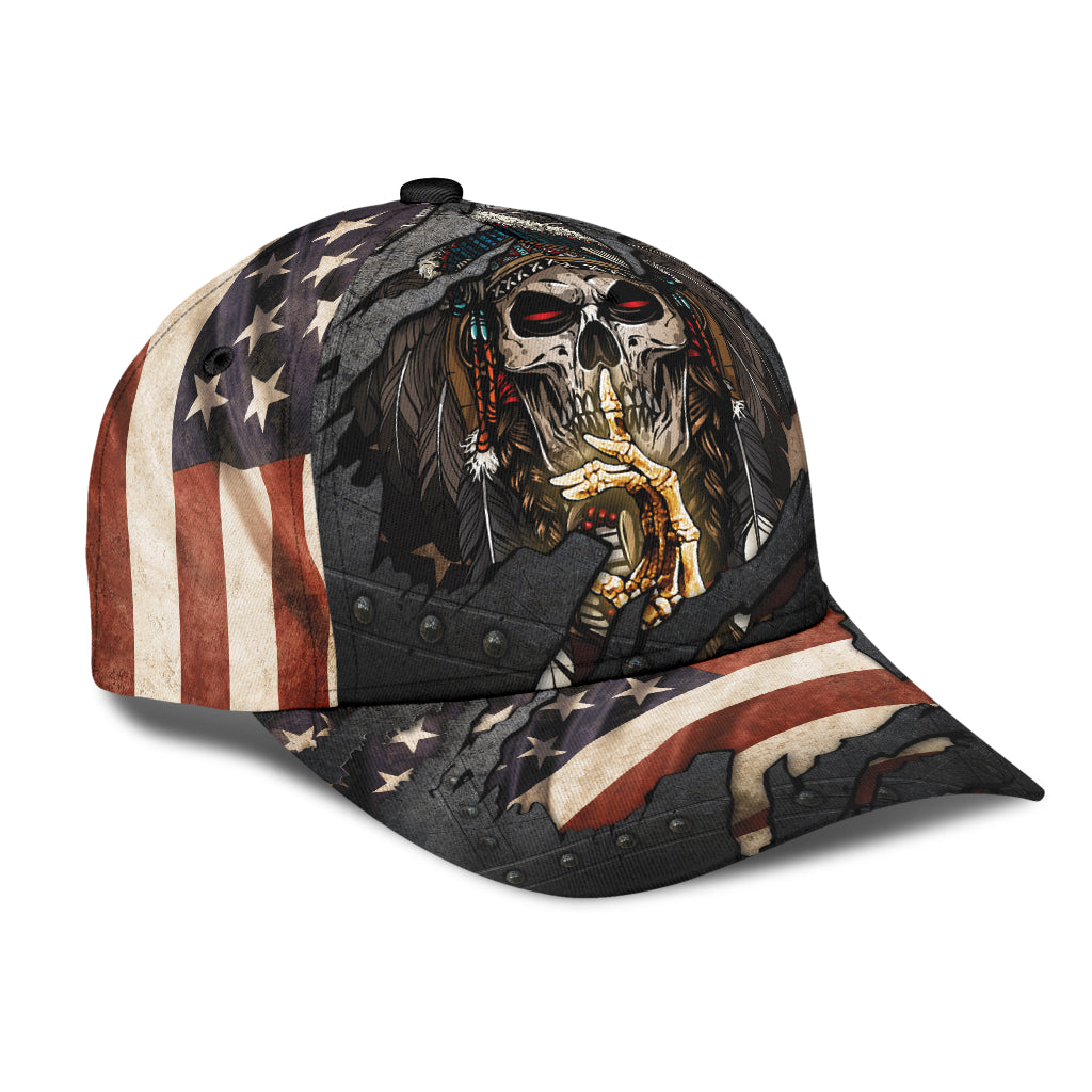 WelcomeNative Native American Skull Cap, 3D Cap , All Over Print Cap