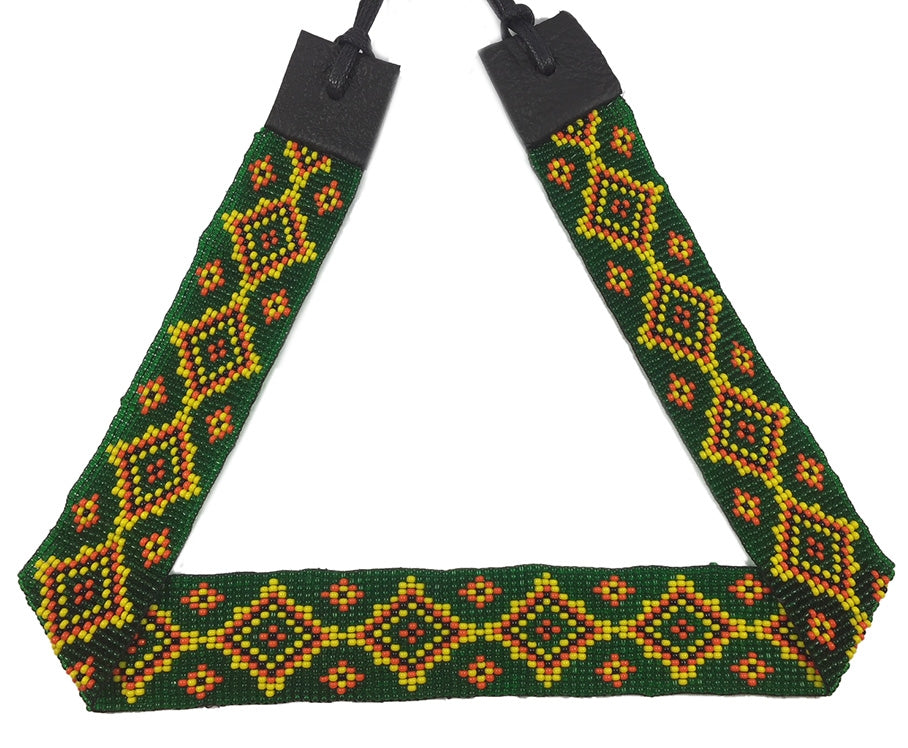 Green Yellow Bead Work Beaded Cowboy Hat Band/Belt - Welcome Native