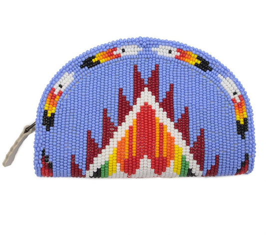 Native Inspired Ethnic Style Seed Bead Beaded Coin Purse - Welcome Native