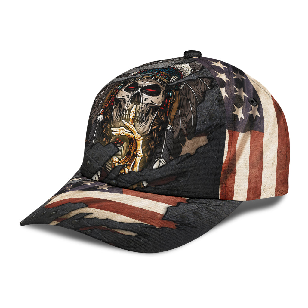 WelcomeNative Native American Skull Cap, 3D Cap , All Over Print Cap