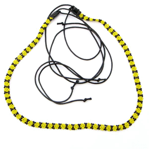 Black Yellow Seed Beaded Flower Beadwork Cowboy Hatband Waist Belt - Welcome Native
