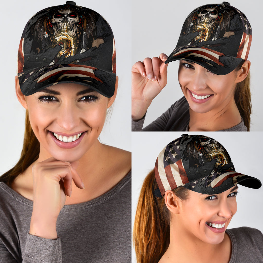 WelcomeNative Native American Skull Cap, 3D Cap , All Over Print Cap