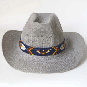 Blue Red Yellow White Thunderbird Beaded Cowboy Hat Band - Welcome Native