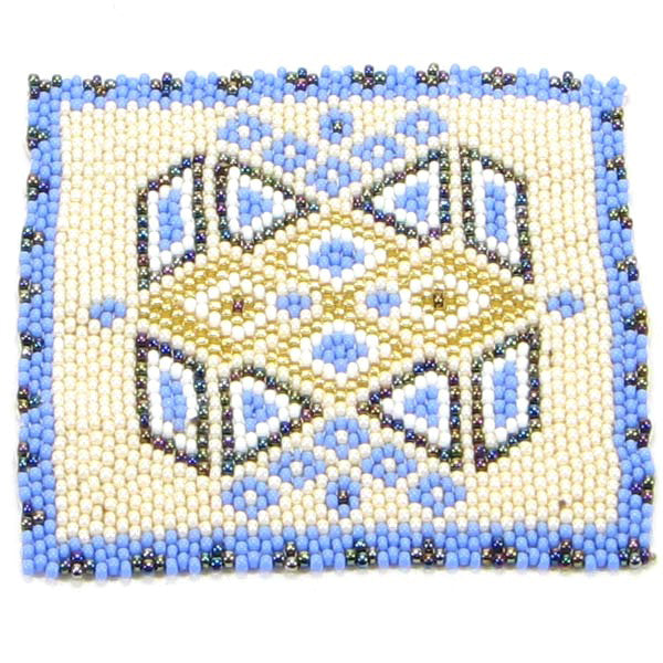Blue Cream Golden Butterfly Rosette Coaster 2 Pc Set - Welcome Native