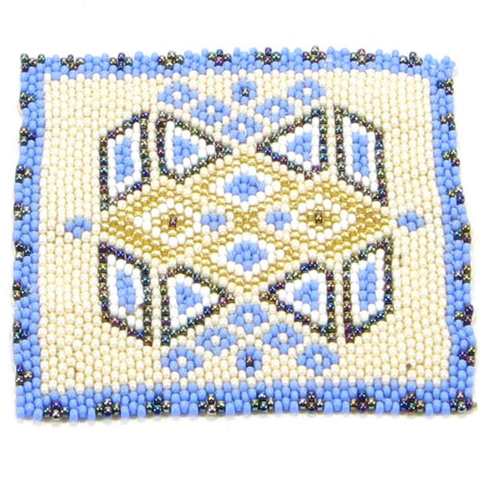 Blue Cream Golden Butterfly Rosette Coaster 2 Pc Set - Welcome Native
