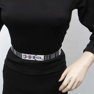 Black Red White Seed Beaded Yei Dancer Beadwork Cowboy Hat Band Belt - Welcome Native